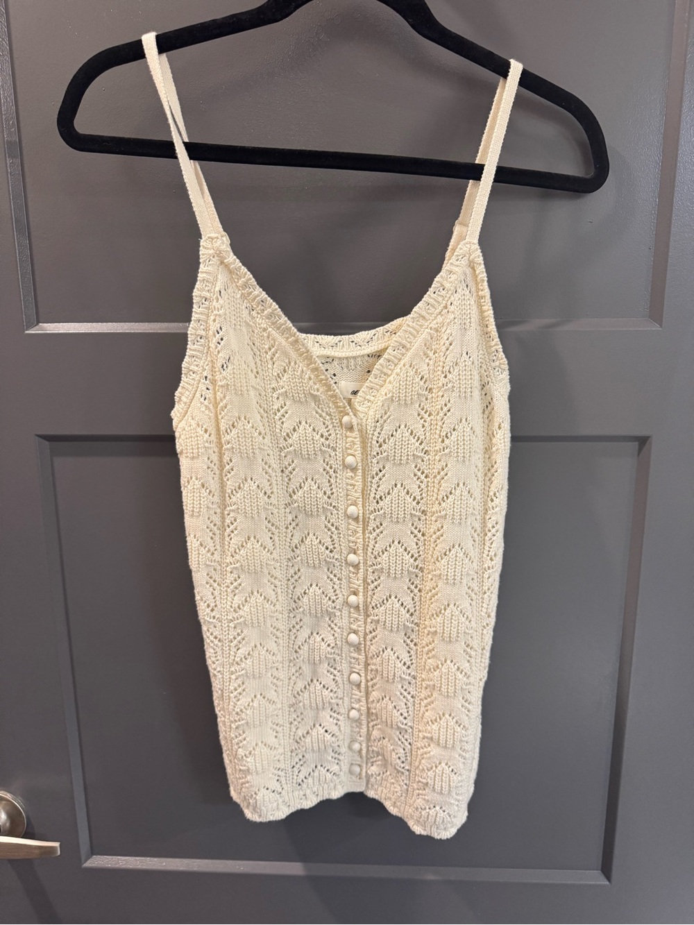 aerie Cream Knit Button-Front Camisole